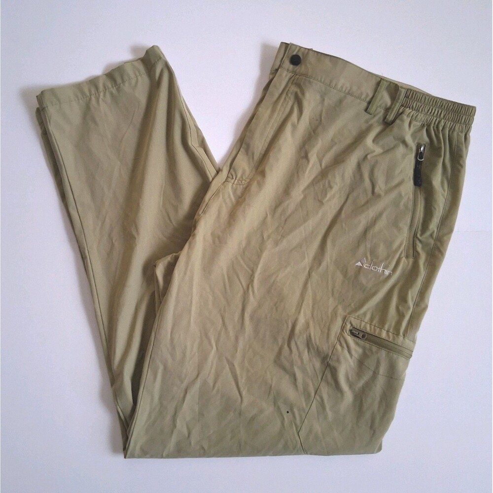 Clothin Nylon Cargo Pants Men Size 2XL Tan Khaki Hiking Utility Outdoors Light